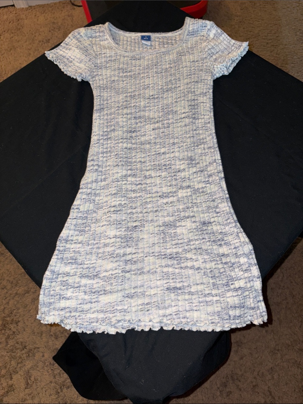 Old Navy Light Blue & White Ribbed Knit Top